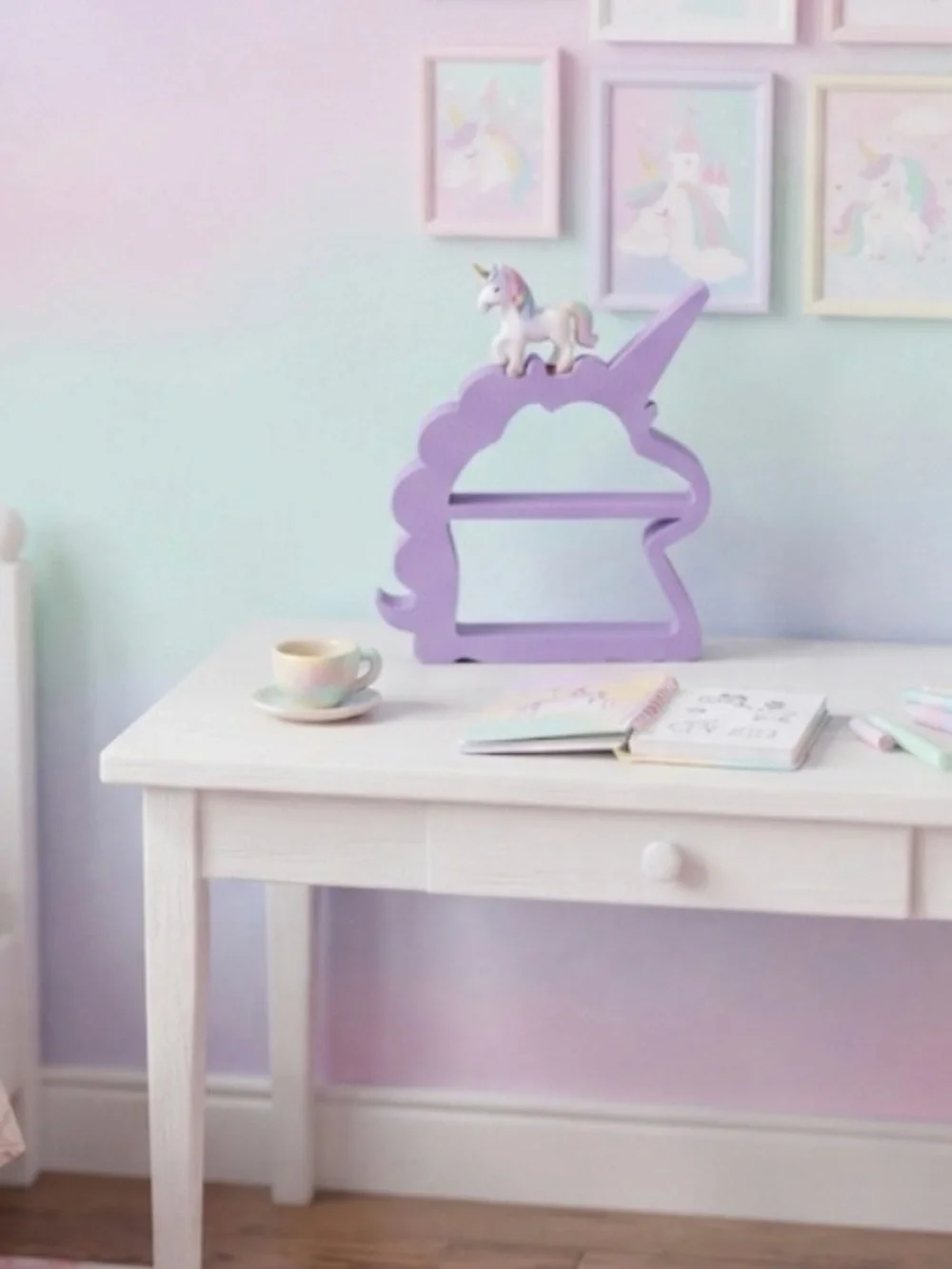 Cute pastel purple unicorn shelf or wall miniature display shelf!